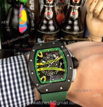 Wholesale Richard Mille Knock off RM 61-01 Yohan Blake Watch Green Rubber Band watches