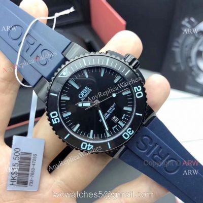 Highest Quality Fake Oris Aquis Swiss sw200 Watch Blue Rubber Strap watches