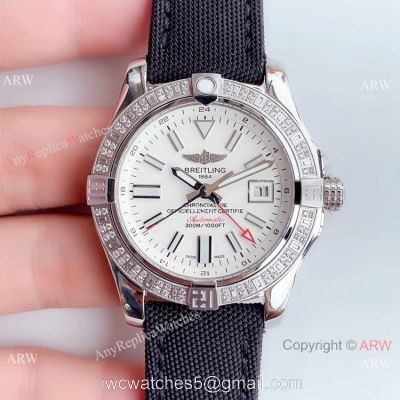 Noob V2 Breitling Avenger II GMT Swiss 2836 Watch White Face Diamond Bezel watches