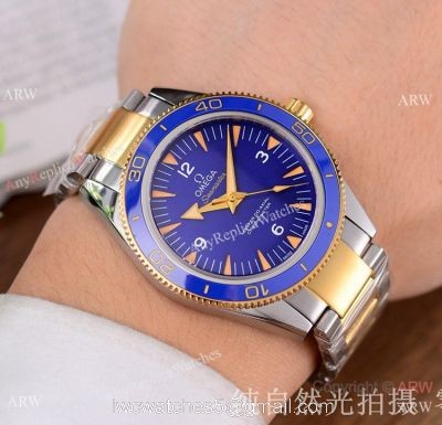 Omega Seamaster 300 Spectre Watch Replica 2-Tone Blue Ceramic watches