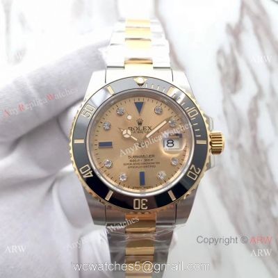 Swiss Copy Rolex Submariner EW Factory Swiss 3135 2-Tone Gold Dial Watch watches