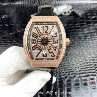 Franck Muller Vanguard Yachting V45 SC DT Men Watch Rose Gold Diamonds watches