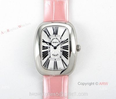 Swiss Replica Franck Muller Geneve Galet Quartz Watch Pink Leather Band watches