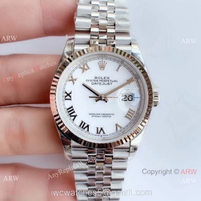 EWF Replica Rolex Datejust 36mm Watch White Dial Roman Markers watches