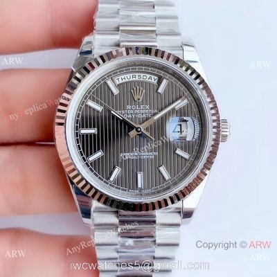 NEW Upgraded Rolex Day Date II 3255 Fluted Bezel Gray Dial Copy Watch V3 watches