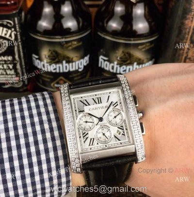 Buy Replica Cartier Tank Francaise watch Diamond Bezel Silver Dial 38mm watches