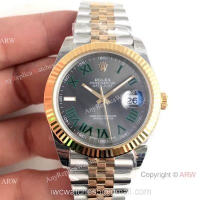 (EW) Best Quality Copy Rolex Datejust II 3235 Watch 2-Tone Jubilee Green Roman watches