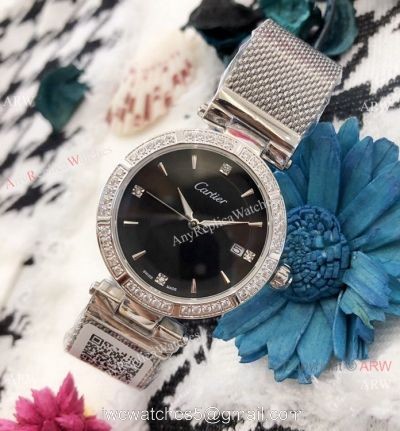 Copy Cartier Pasha de 35mm watch Stainless Steel Black Dial watches