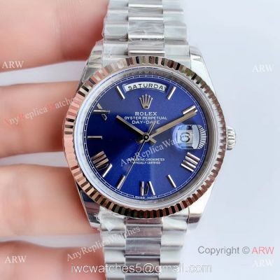 NEW Upgraded Copy Rolex DayDate ii Blue Face Stainless Steel President Watch V3 watches