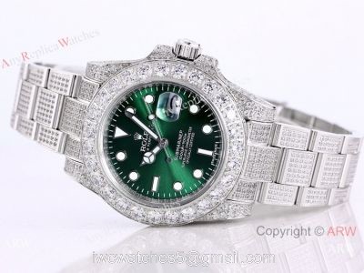 Rolex Submariner Green Dial Iced Out Watch Best Chinese Replica Watches watches