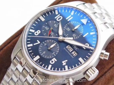 ZF Factory Swiss 7750 Replica IWC Pilot Blue Dial Stainless Steel Mens Watches watches
