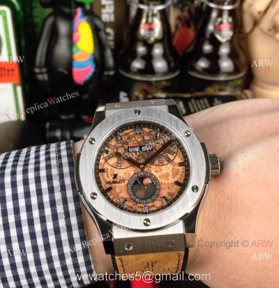 New Copy Hublot Classic Fusion Perpetual Calendar Men Watch SS Brown Dial watches