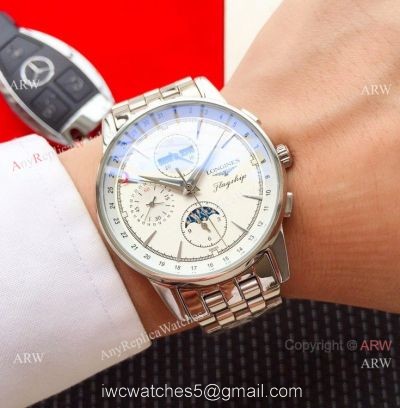 New Style Longines Perpetual Calendar Men Watches Stainless Steel White Dial watches