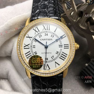(GB)Swiss Replica Cartier Ronde Solo De Watch Gold Case Diamond Bezel watches