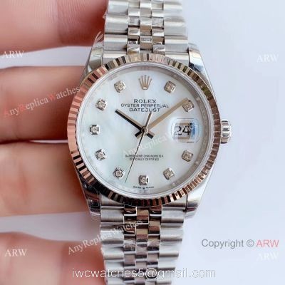 EW Factory 3235 Rolex Datejust Replica Watch Stainless Steel White MOP Dial watches