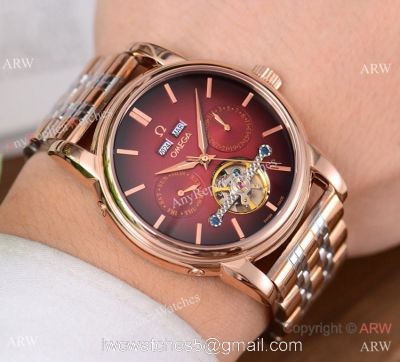 Copy Omega Tourbillon Grand Complications Watches Rose Gold Red Dial watches