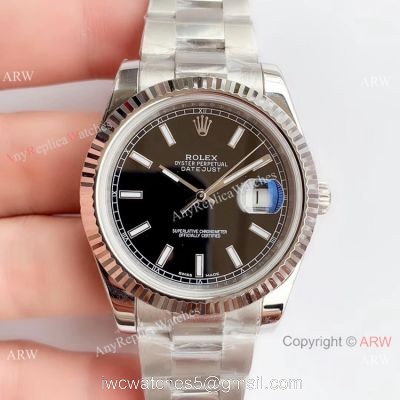 NEW Upgraded Eta3235 V3 Rolex DateJust II 41 Black Dial Fluted Bezel Watch watches