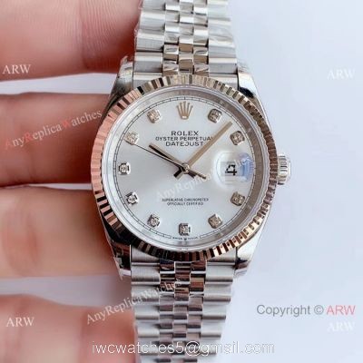 EWF Replica Rolex Datejust 36MM Watch Silver Dial with Diamond watches