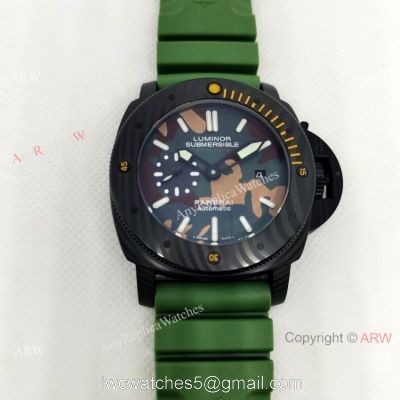 Panerai Replica Watch 47mm Camouflage Dial Military Green Rubber Strap watches