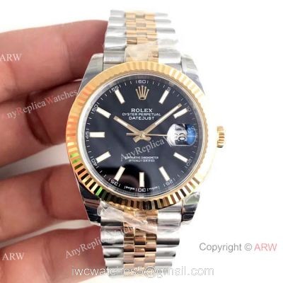 (EW) Swiss 3235 Rolex Datejust II Two Tone Black Face 41 Watch Rolex Grade 1 Copy watches