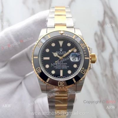 (EW) Clone Rolex Submariner EW Factory Two Tone Black Ceramic Watch 3135 watches