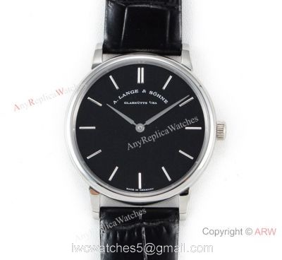 Swiss Grade A.Lange Sohne Saxonia Thin 2892 SS Black Dial Watch Super clone watches