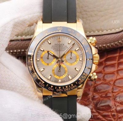 Swiss 4130 JH Factory Rolex Daytona Rubber Band Gray Dial Watch 40mm watches