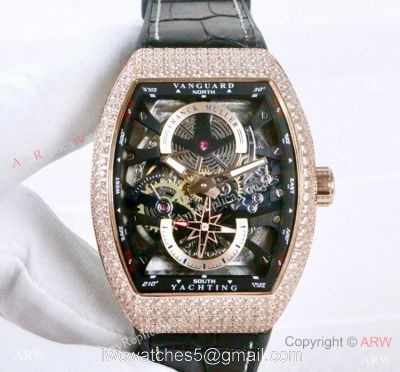Clone Franck Muller Vanguard Yachting Anchor Skeleton Diamond Watch ARW Watches watches