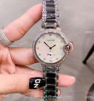 Cartier Ballon Bleu de 36mm Quartz Watch Black Ceramic Silver watches
