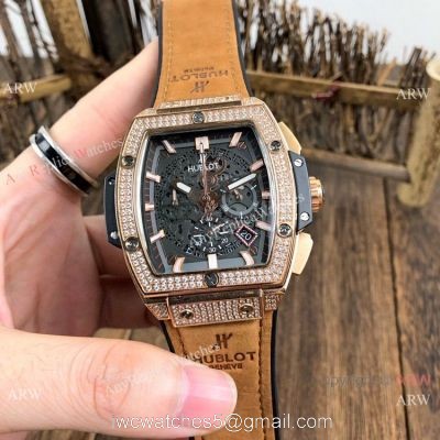 Hublot MP-06 Senna Replica Waches Rose Gold Diamond Case watches