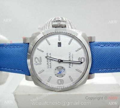 Copy Panerai Luminor Marina PAM 687 Automatic Watch SS Blue Leather Strap watches