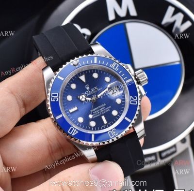 Rolex Submariner Clone 41mm Watch Blue Dial Rubber Band watches