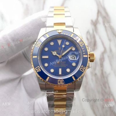 Rolex Submariner EW Factory 3135 Two Tone Blue Ceramic Watch AAA Replica watches