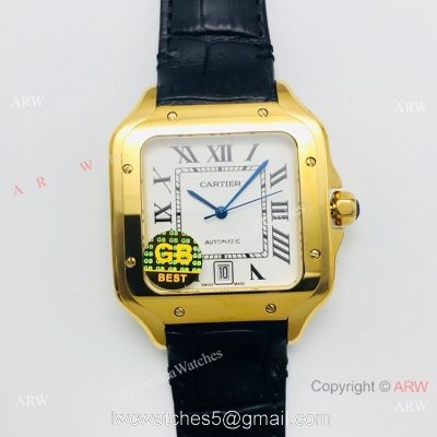 (GB) 2019 New Cartier Santos Yellow Gold Watch AAA Swiss Replica watches