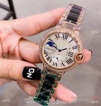 Copy Cartier Ballon Blue de 36mm Black Ceramic and Rose Gold Watch watches