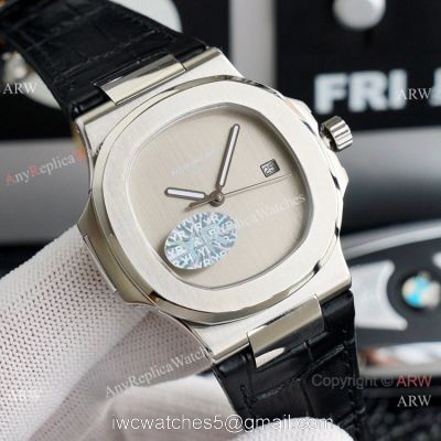 New! Copy Patek Philippe Nautilus Onyx Dial Leather Strap Watch watches