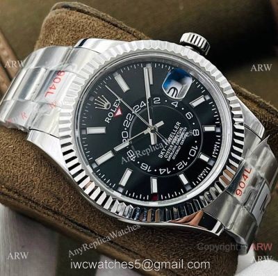 DR Factory Rolex Sky-Dweller 42mm Stainless Steel Black Dial Swiss Grade Rolex Watch watches