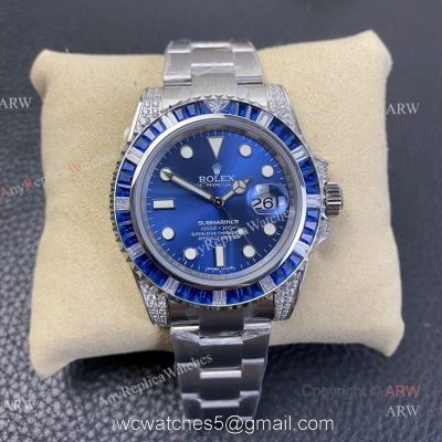 KS Factory Swiss Replica Rolex Submariner Blue Dial Diamond Bezel Mens Watch watches