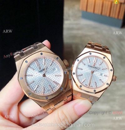 Copy Audemars Piguet Royal Oak Quartz lovers Watch Rose Gold Silver Face watches