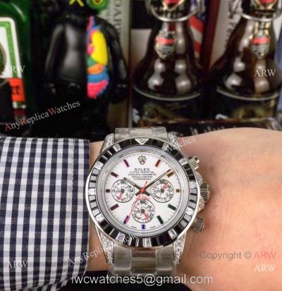 Fake Rolex with Diamond Bezel Stainless Steel Daytona Watch watches