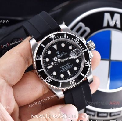 Rolex Submariner Clone Ss Black Dial Rubber Strap Watch Buy Replica watches