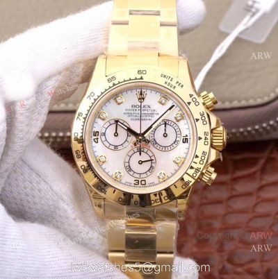 1:1 Best Copy Rolex Daytona Yellow Gold Diamond Marker 4130 JH Factory Watch watches