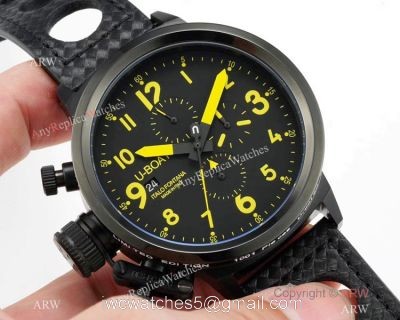 High Quality U Boat U-7750-55 Flightdeck Watch Black Case Yellow Markers watches