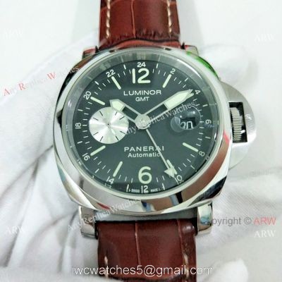 Fake Panerai Luminor GMT PAM00088 Watch Ss Brown Leather Band watches