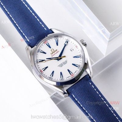 (VS)Swiss Copy OMEGA Seamaster Aqua Terra RYDER CUP Watch Blue Leather Strap watches