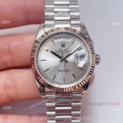 (EW)Copy Swiss 3255 Rolex Day-Date Presidential Watch Silver Dial 36mm watches