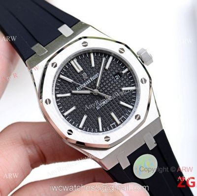 Fake Audemars Piguet Royal Oak 42mm Watch Black Dial Black Rubber Strap watches