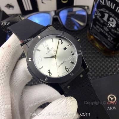 Hublot Classic Fusion Silver Dial Black Rubber Strap Replica ARW Watches watches