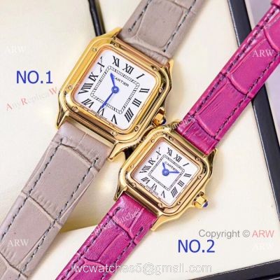 Copy Cartier Panthere Yellow Gold White Roman Dial Watch Quartz watches