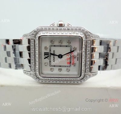 Clone Cartier Panthere de Stainless Steel Diamond Watch Quartz 27mm watches